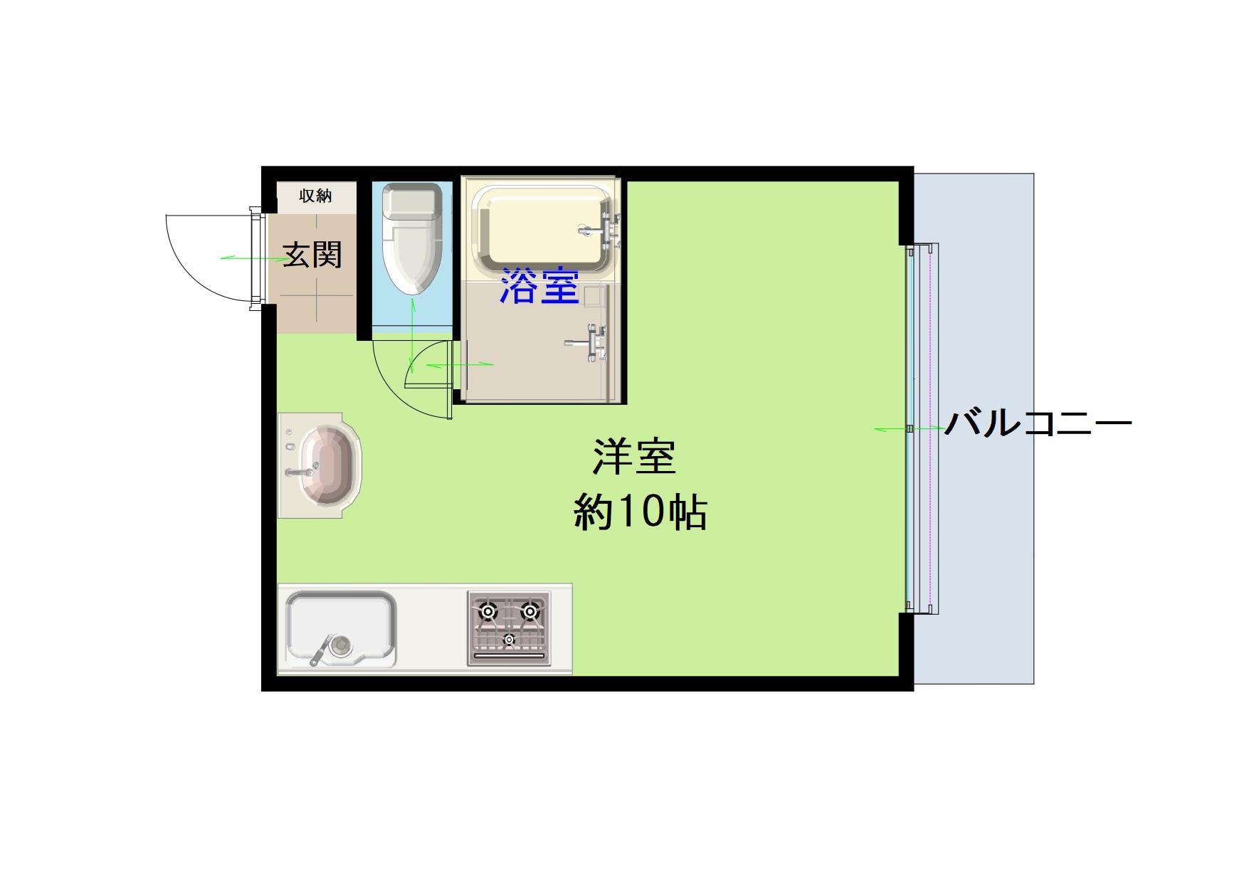 シックスブロック淡路(ワンルーム/2階)の間取り写真