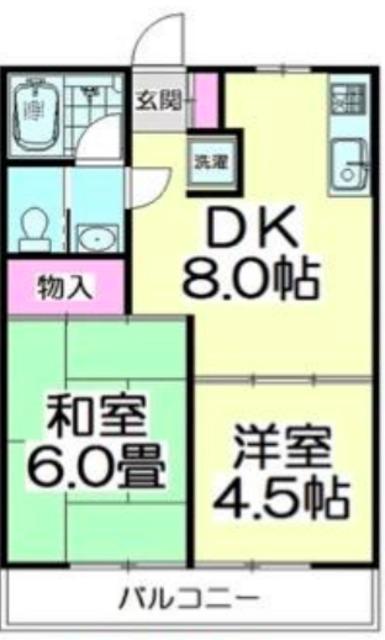 ドミール東伊興(2DK/2階)の間取り写真