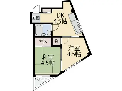 田辺ビル(2DK/2階)の間取り写真