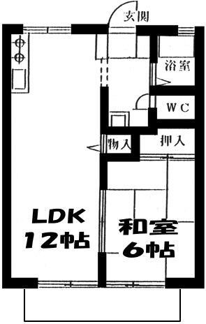湘南サンガーデンB1(1LDK/2階)の間取り写真