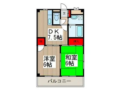 ハイツ松澤(2DK/1階)の間取り写真