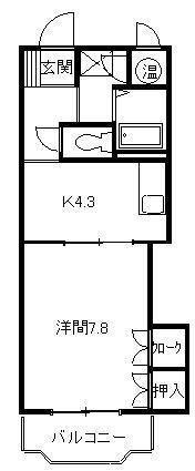 サンビレッジ(1K/1階)の間取り写真