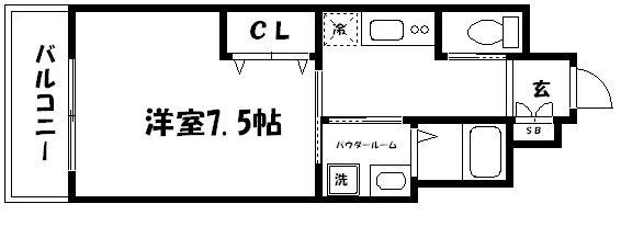 エイペックス京都東山三条(1K/5階)の間取り写真