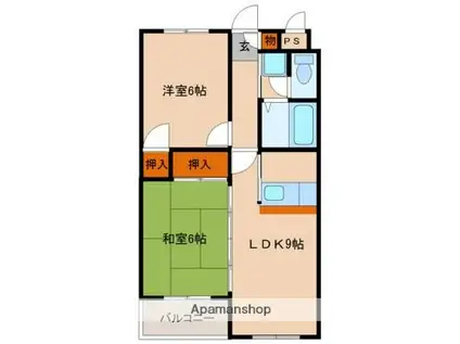 スカイパーク33(2DK/2階)の間取り写真