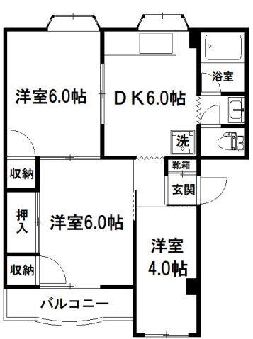 斎藤第一マンション(3DK/3階)の間取り写真
