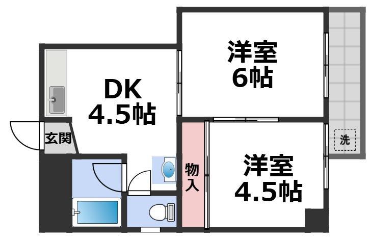 グリーンハイツ芳見屋(2DK/3階)の間取り写真