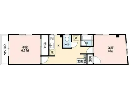 吉野ダイヤモンドビル(2K/2階)の間取り写真