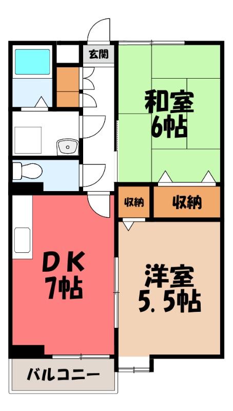 ハイム・グランドゥールA(2DK/1階)の間取り写真