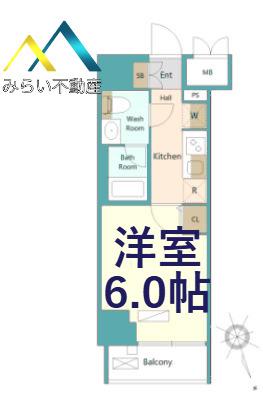 SHOKEN RESIDENCE横浜浅間町(1K/8階)の間取り写真