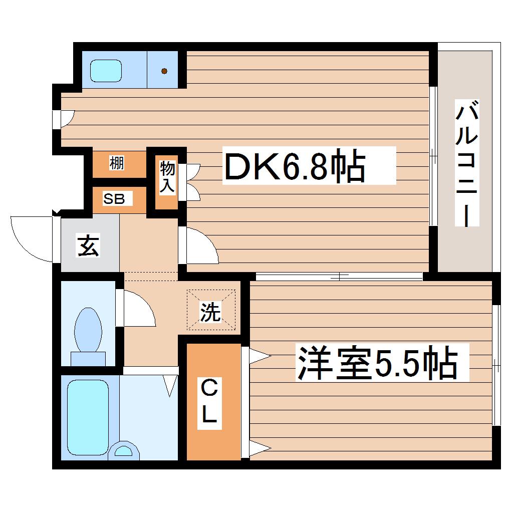 ロイヤルクレストM&S(1DK/2階)の間取り写真
