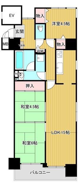 グランドプラザ神戸パートII(3LDK/6階)の間取り写真