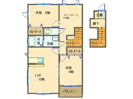 ボヌフェールA(2SLDK/2階)の間取り写真
