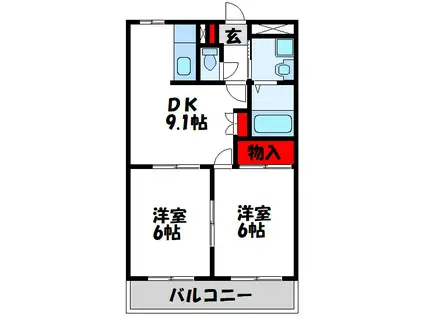 ミレニアムMMI(2LDK/2階)の間取り写真