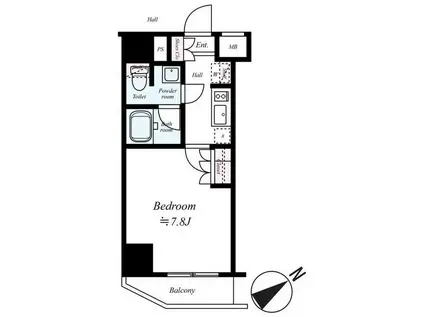 ARCOBALENOKAWASAKI(1K/14階)の間取り写真