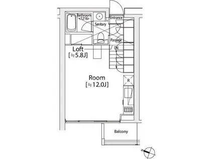 カスタリア渋谷櫻丘旧イプセ渋谷ティアズ(ワンルーム/2階)の間取り写真