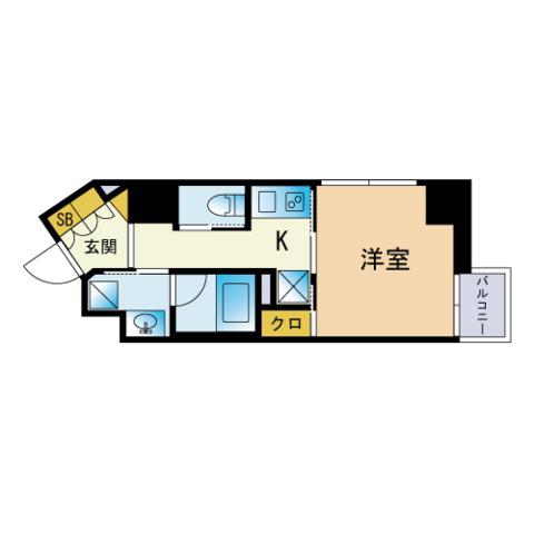 THE天神シティ(1K/3階)の間取り写真