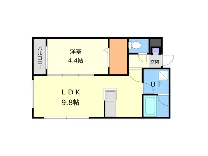 LA MAR(1LDK/4階)の間取り写真