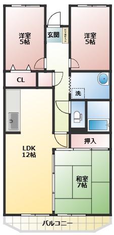 モア・グランドリーMY(3LDK/2階)の間取り写真