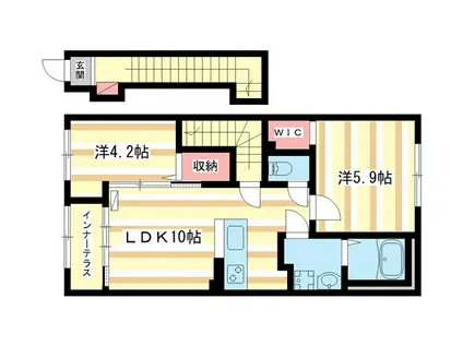 南京終7丁目アパート(2LDK/2階)の間取り写真