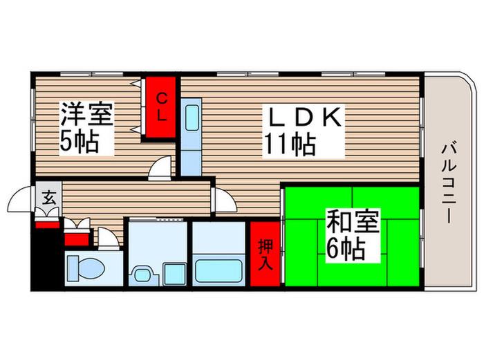 エステイト(2LDK/3階)の間取り写真