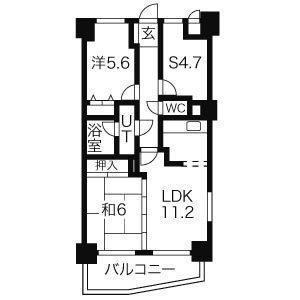 グリーンハイツ庄内通(2SLDK/14階)の間取り写真