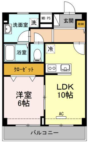 パストラル湘南(1LDK/4階)の間取り写真