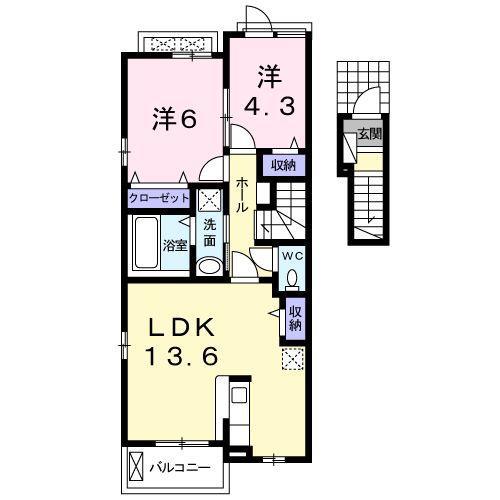 サニー I(2LDK/2階)の間取り写真