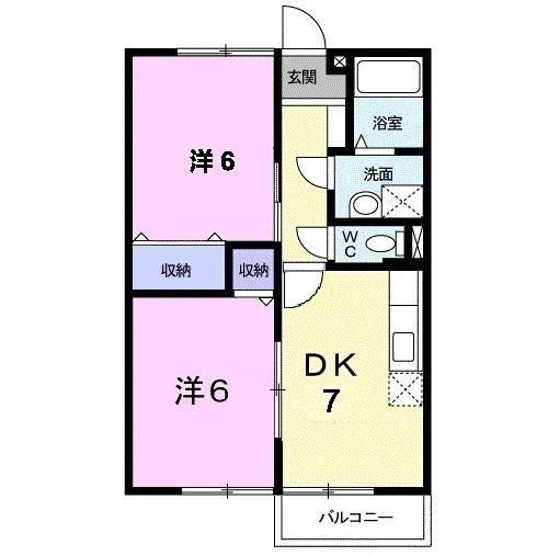 エステートKAKEDAA(2DK/2階)の間取り写真