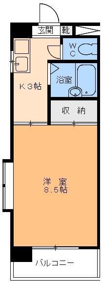 シティーハイツ湊町(1K/4階)の間取り写真