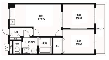 クレール西町(2LDK/2階)の間取り写真