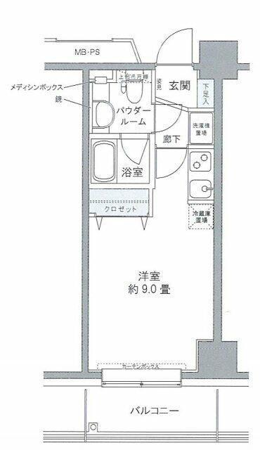 プライムアーバン豊洲(ワンルーム/4階)の間取り写真