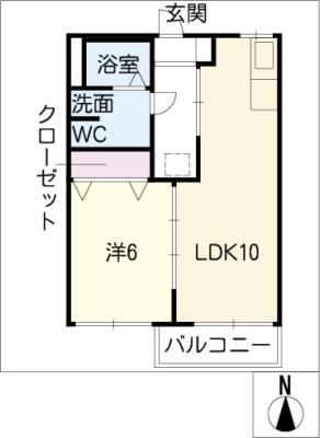 フォーブル稲垣(1LDK/2階)の間取り写真