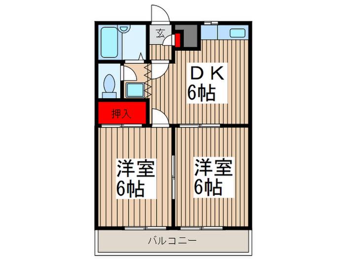 ルビーミスト(2DK/1階)の間取り写真