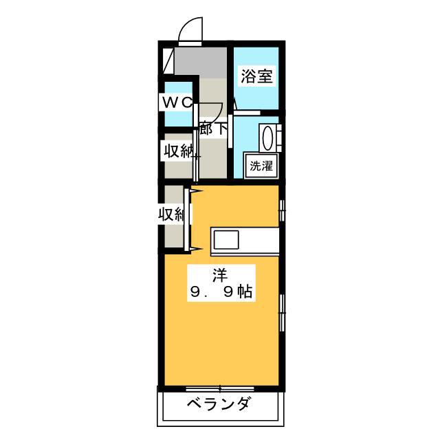 グラントータス川辺町(ワンルーム/3階)の間取り写真