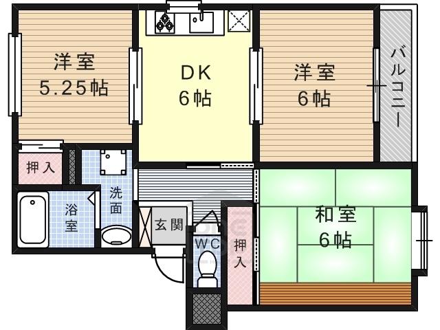 タカラマンションⅠ(3DK/3階)の間取り写真
