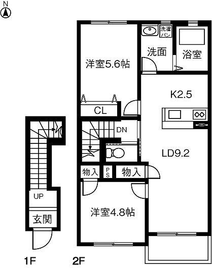 VERITAJU(2LDK/2階)の間取り写真