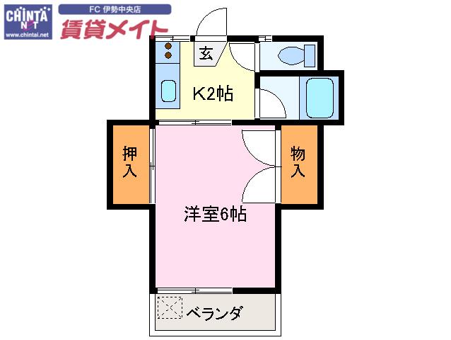 西村アパート(1K/3階)の間取り写真