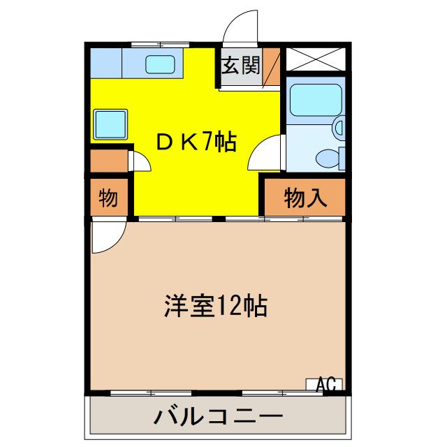 エスペランサハイツ(1DK/1階)の間取り写真