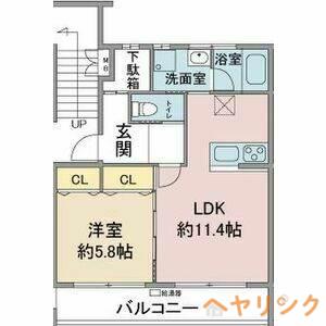 パークウエスト上社(1LDK/1階)の間取り写真