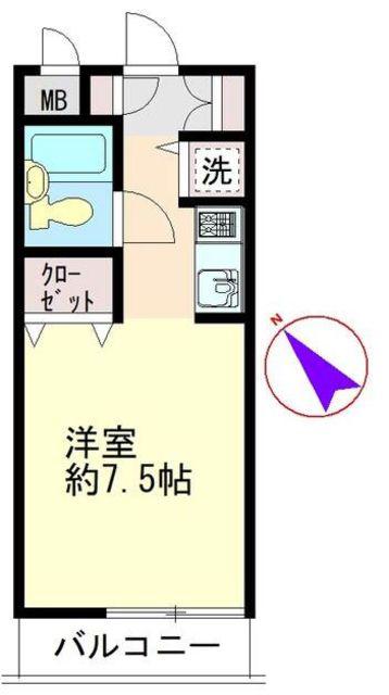 フロール巣鴨(1K/5階)の間取り写真