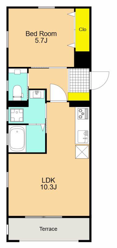 CREST COURT TOGOSHI(1LDK/1階)の間取り写真