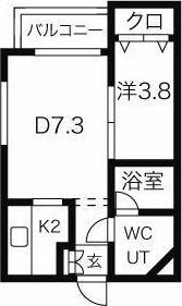 グランメール弘道舘第2(1K/1階)の間取り写真
