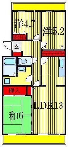 パレスオオハク(3LDK/1階)の間取り写真