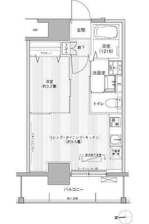 レジェンダリーガーデン赤羽 ウエストビュー(1LDK/8階)の間取り写真