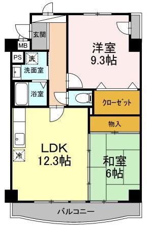 A-RIES庄内(2LDK/4階)の間取り写真