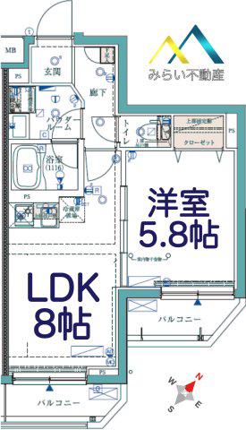 ARCOBALENO KIKUNA(1LDK/5階)の間取り写真