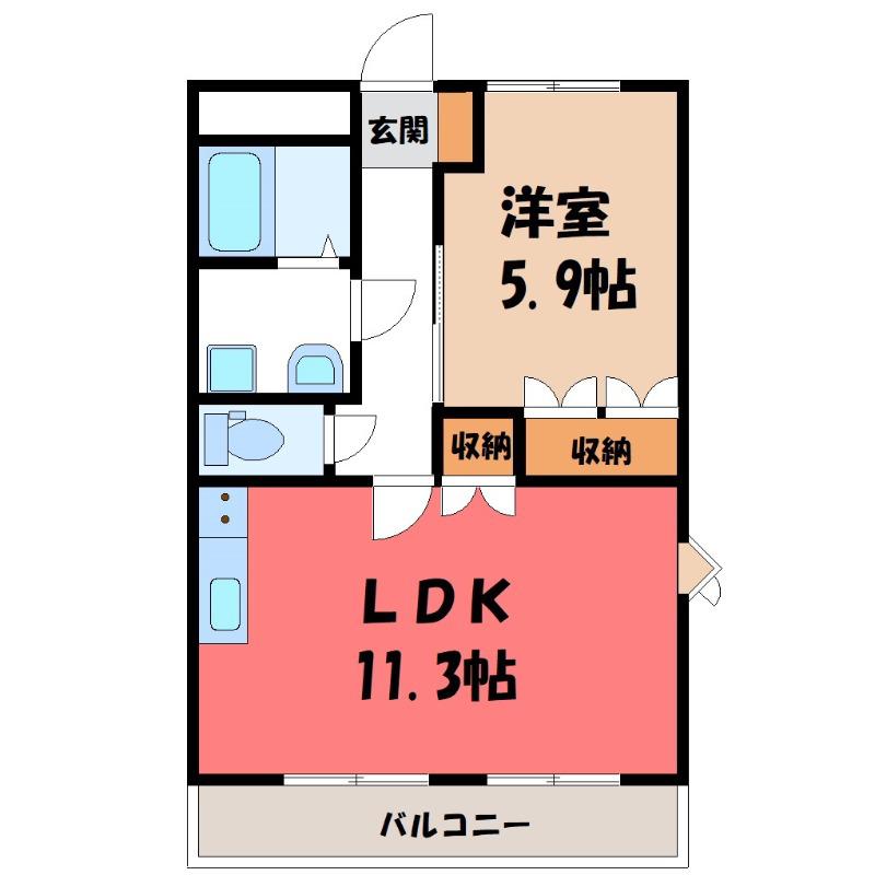 響ガーデンレジデンス(1LDK/1階)の間取り写真