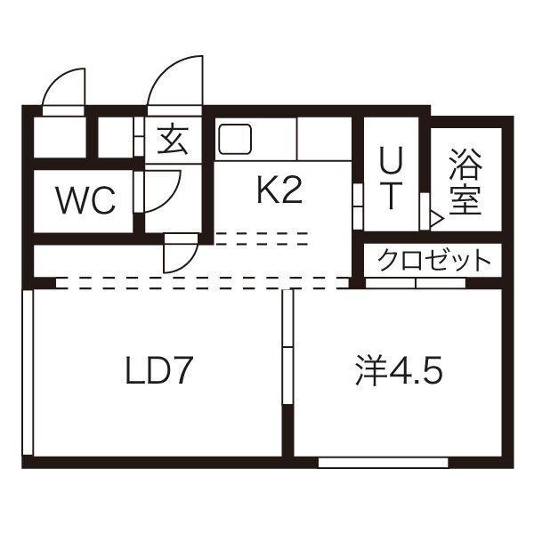 エクセレント壱番館(1LDK/4階)の間取り写真