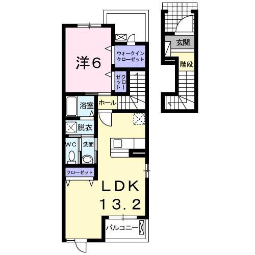 プレジール(1LDK/2階)の間取り写真