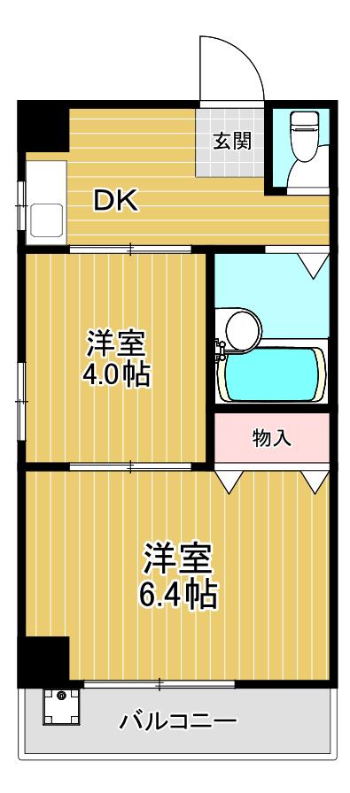 東道頓堀千寿プラザ(2DK/3階)の間取り写真